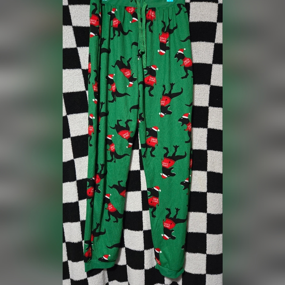 Men's Santa Claws t-rex pajama pants large